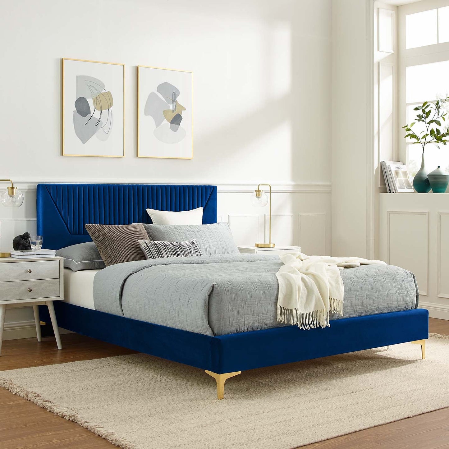 Yasmine Channel Tufted Performance Velvet Twin Platform Bed by Modway