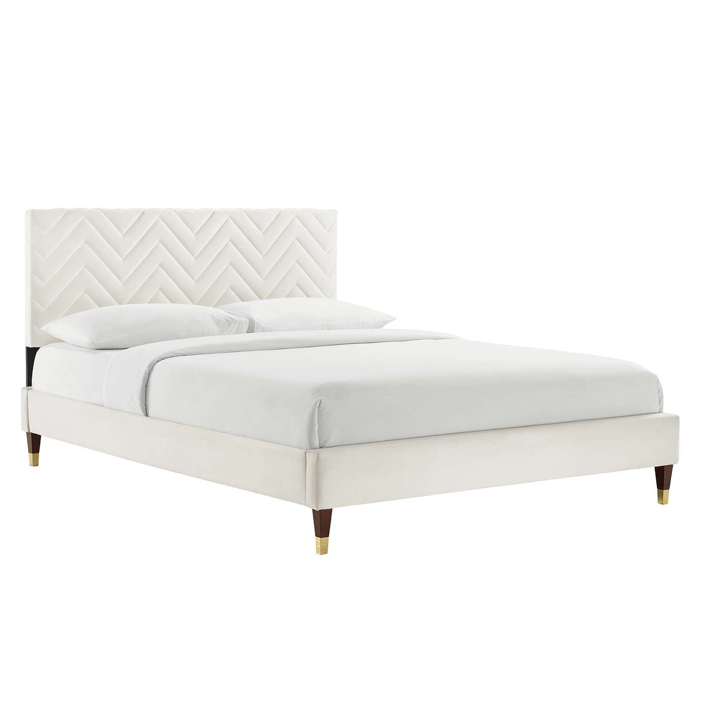 Leah Chevron Tufted Performance Velvet Twin Platform Bed by Modway