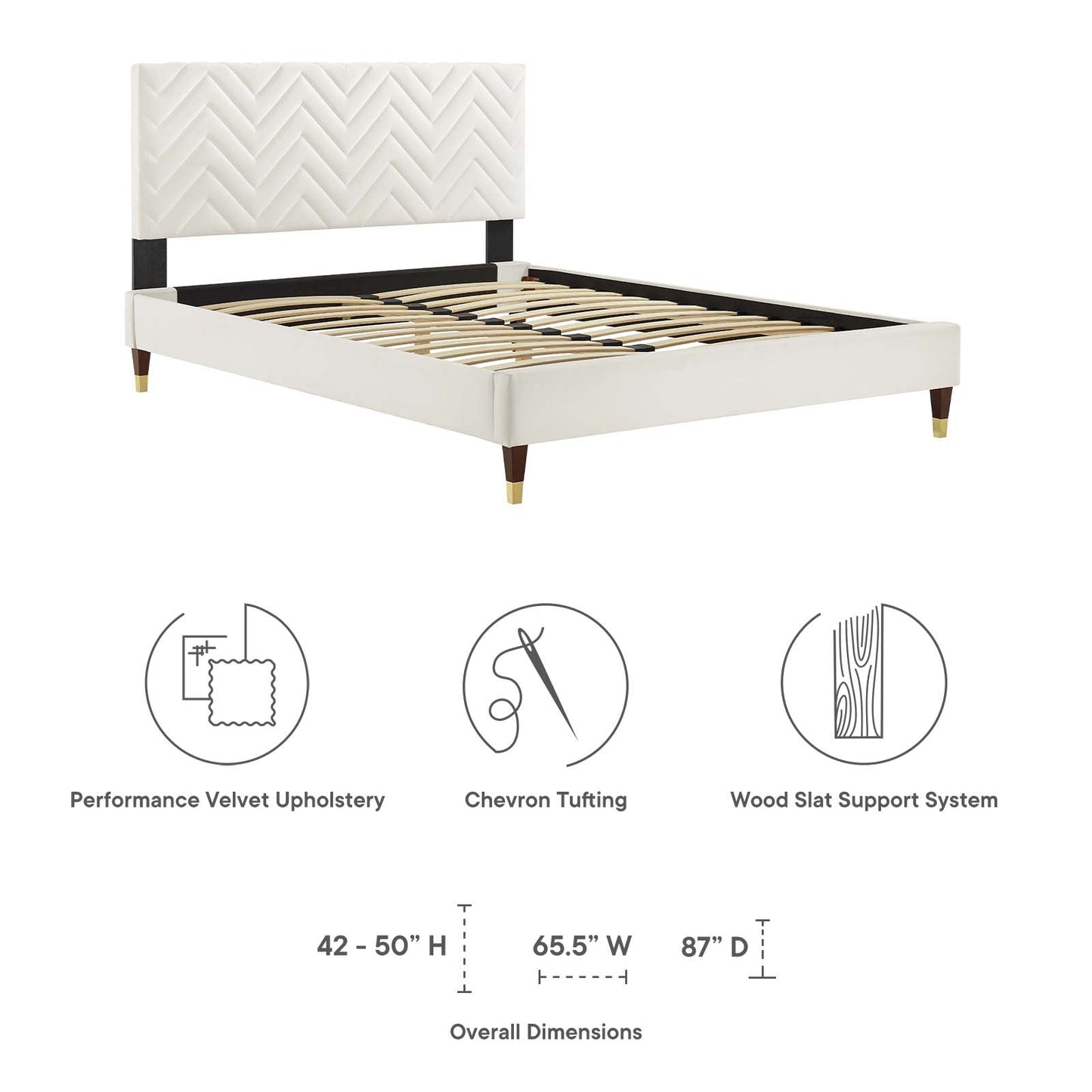 Leah Chevron Tufted Performance Velvet Twin Platform Bed by Modway