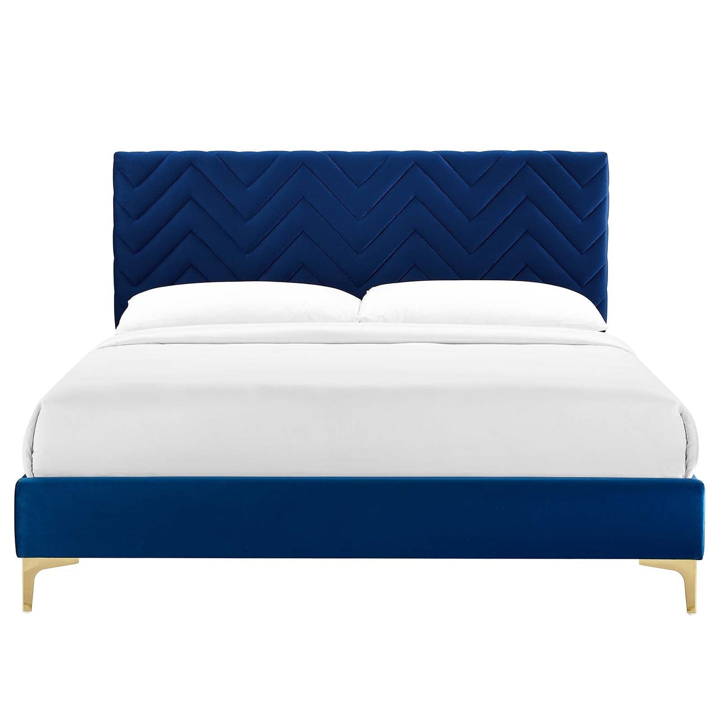 Leah Chevron Tufted Performance Velvet Full Platform Bed by Modway