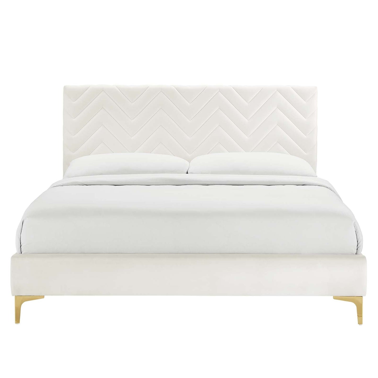 Leah Chevron Tufted Performance Velvet Full Platform Bed by Modway