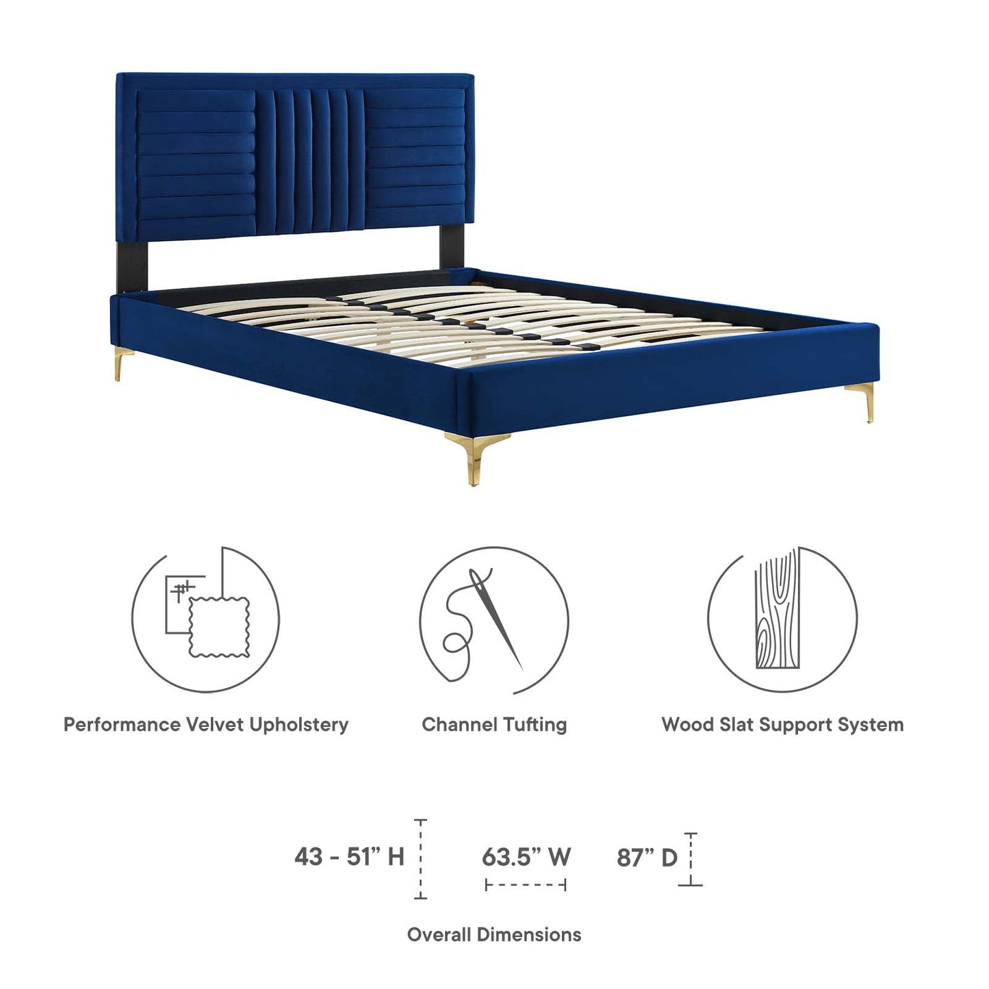 Sofia Channel Tufted Performance Velvet Full Platform Bed by Modway