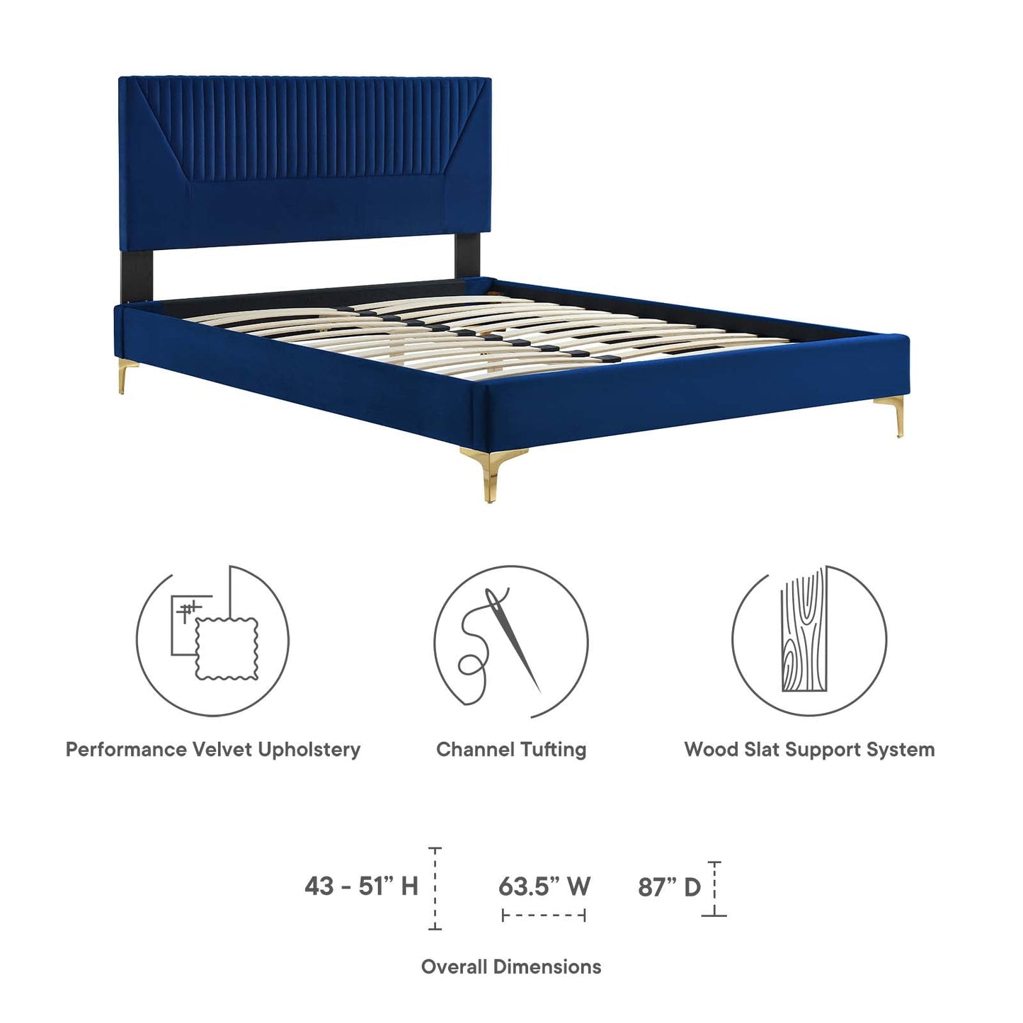 Yasmine Channel Tufted Performance Velvet Full Platform Bed by Modway