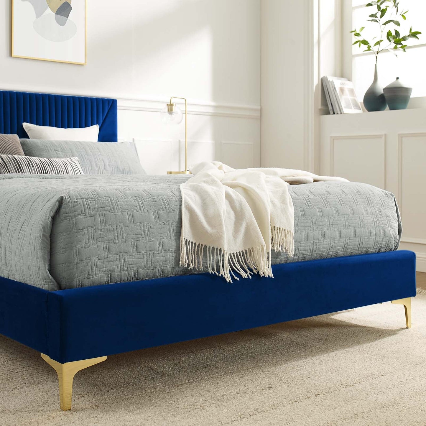 Yasmine Channel Tufted Performance Velvet Full Platform Bed by Modway
