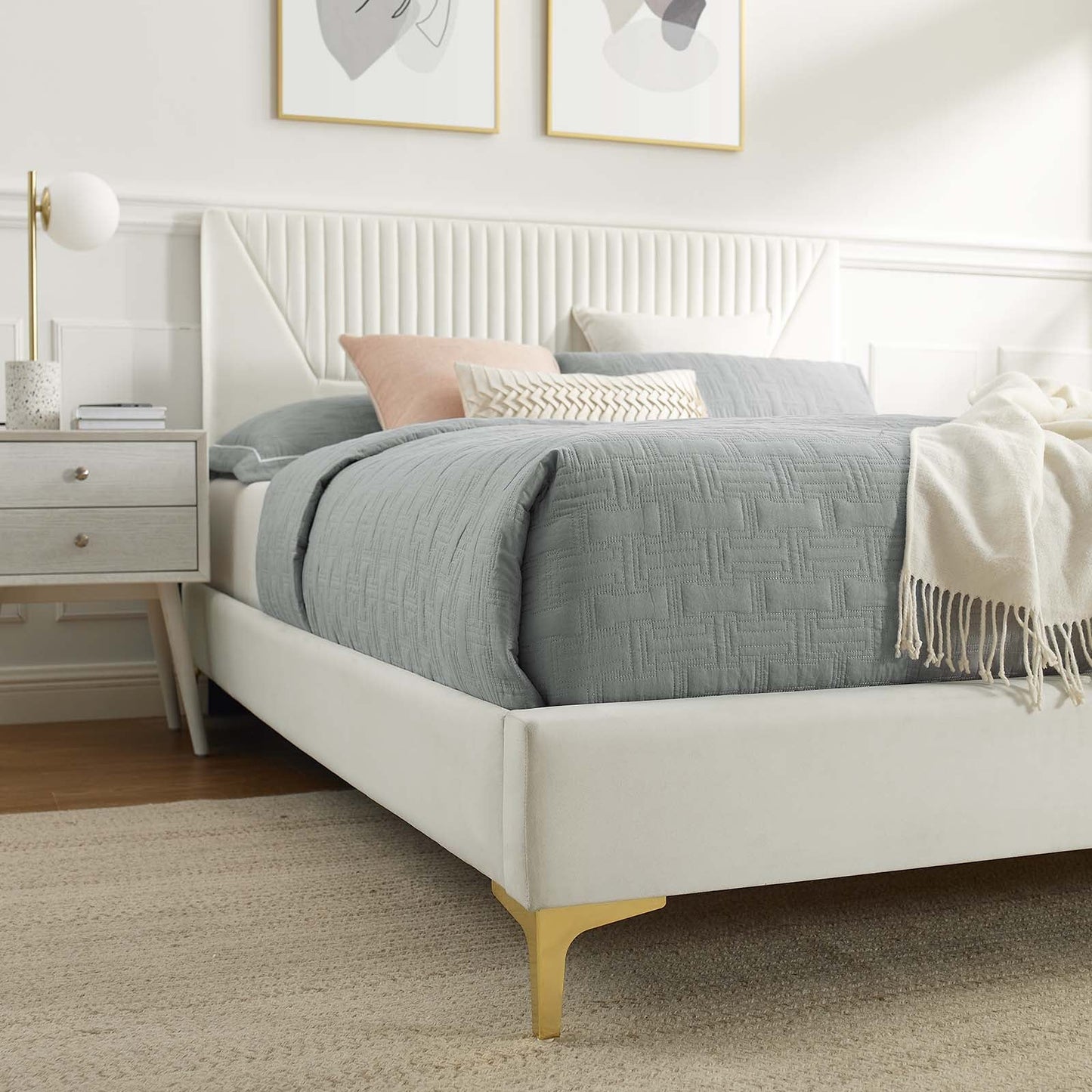 Yasmine Channel Tufted Performance Velvet Full Platform Bed by Modway