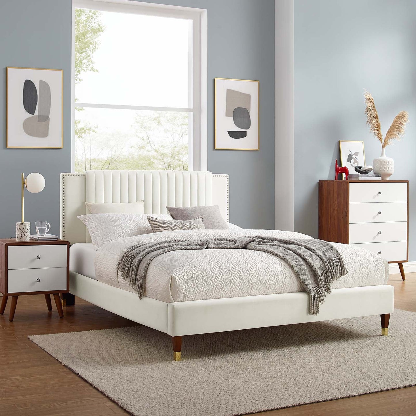 Zahra Channel Tufted Performance Velvet Full Platform Bed by Modway