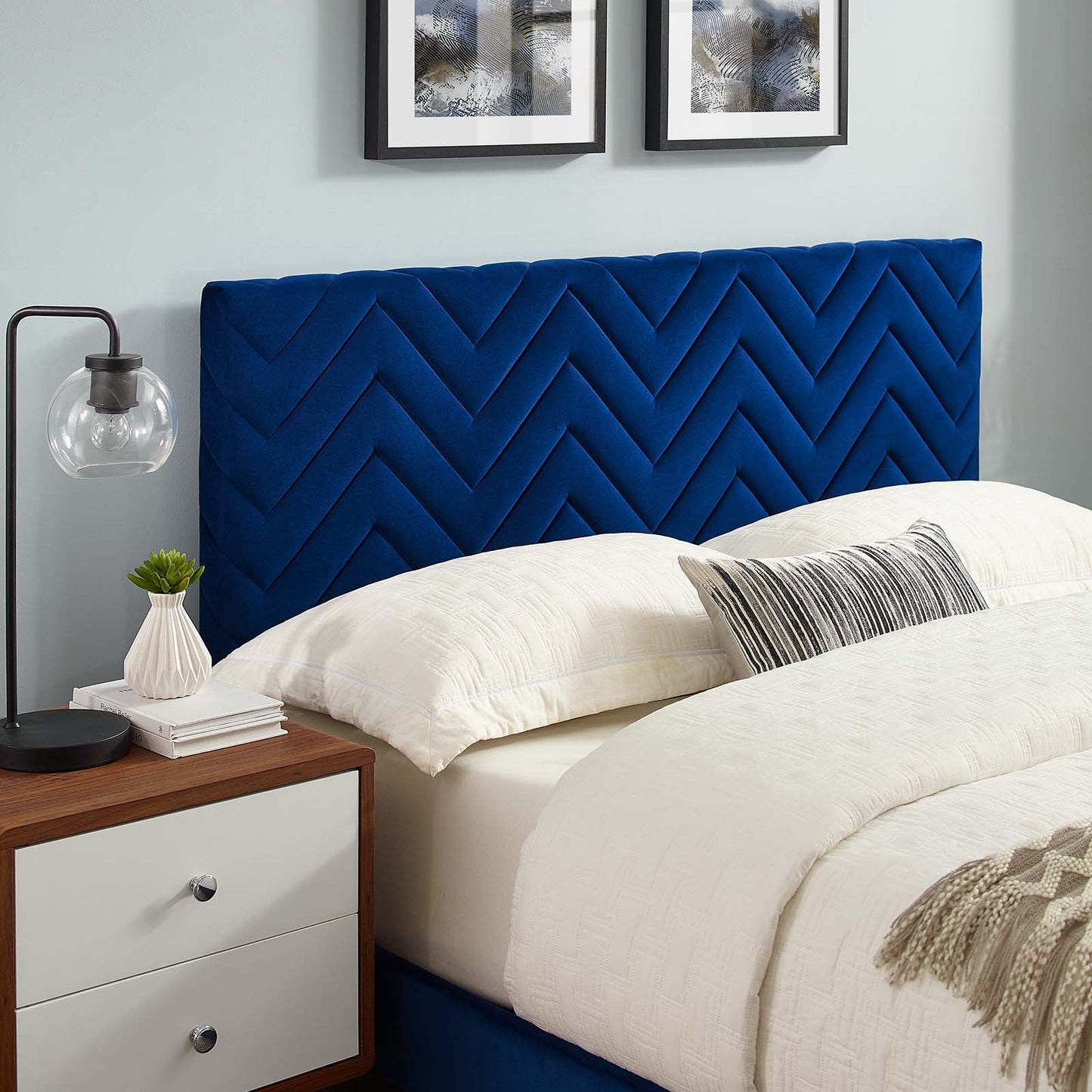 Leah Chevron Tufted Performance Velvet Full Platform Bed by Modway