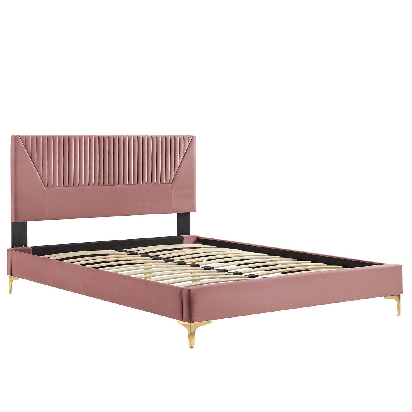 Yasmine Channel Tufted Performance Velvet King Platform Bed by Modway