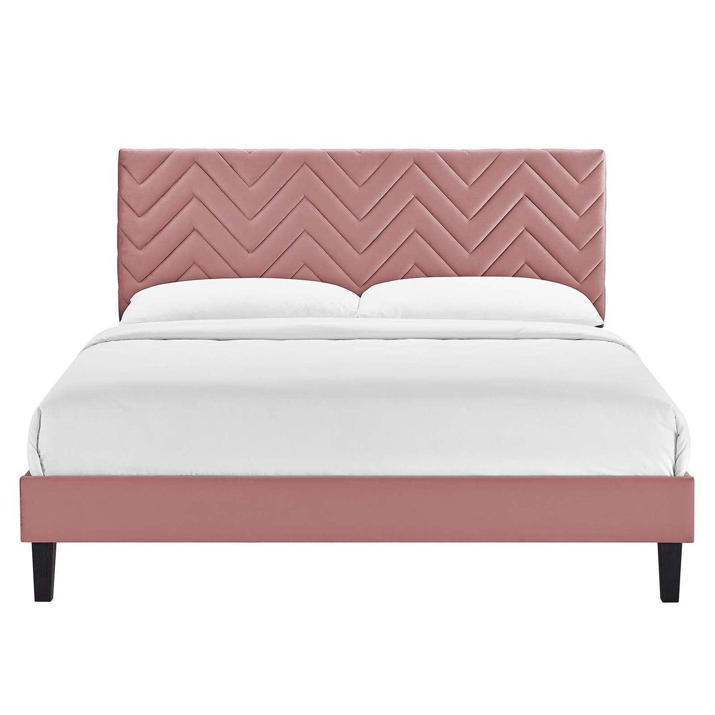 Leah Chevron Tufted Performance Velvet King Platform Bed by Modway