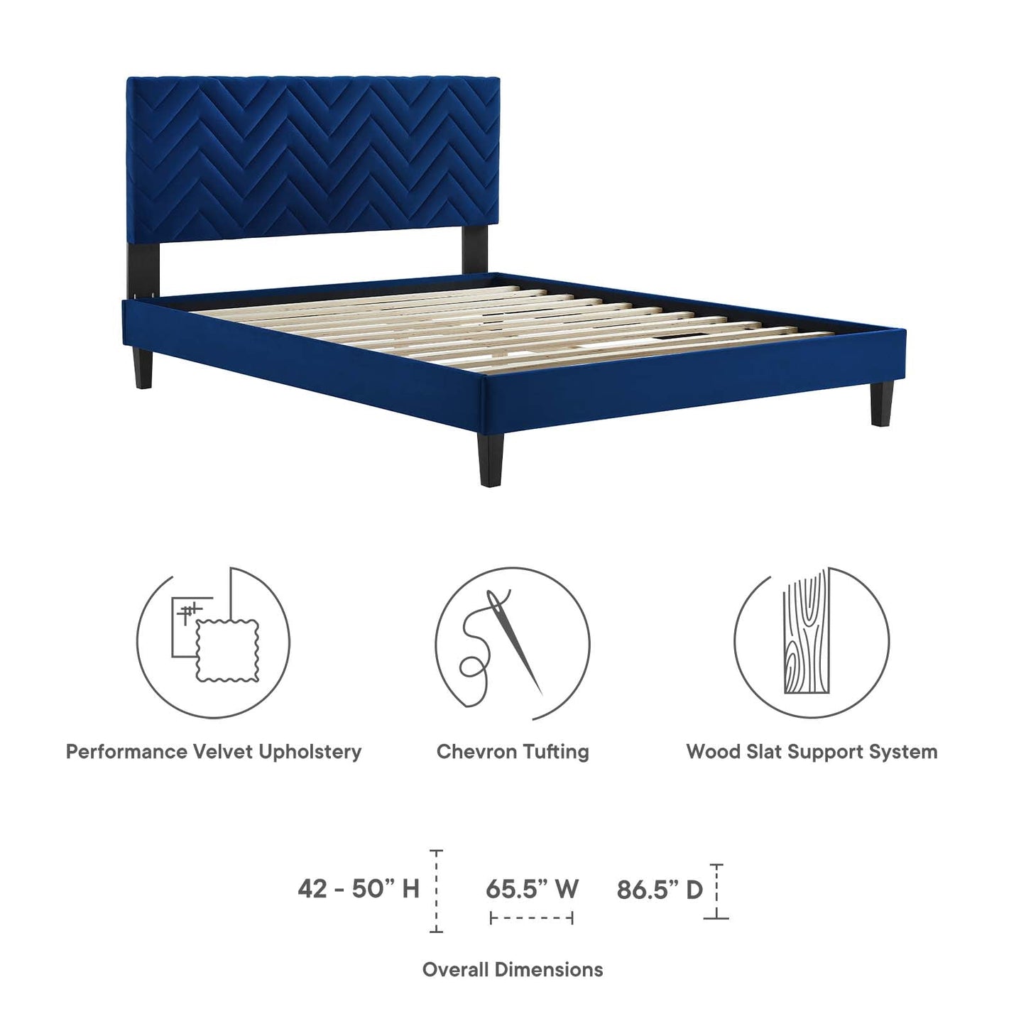 Leah Chevron Tufted Performance Velvet King Platform Bed by Modway