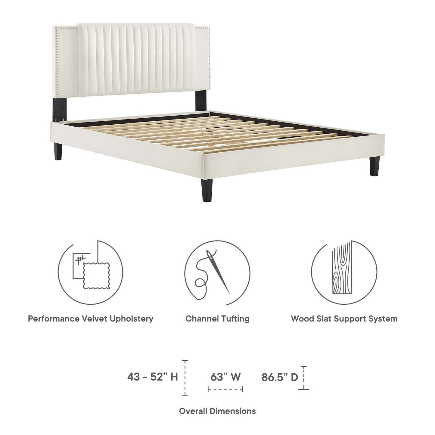 Zahra Channel Tufted Performance Velvet King Platf