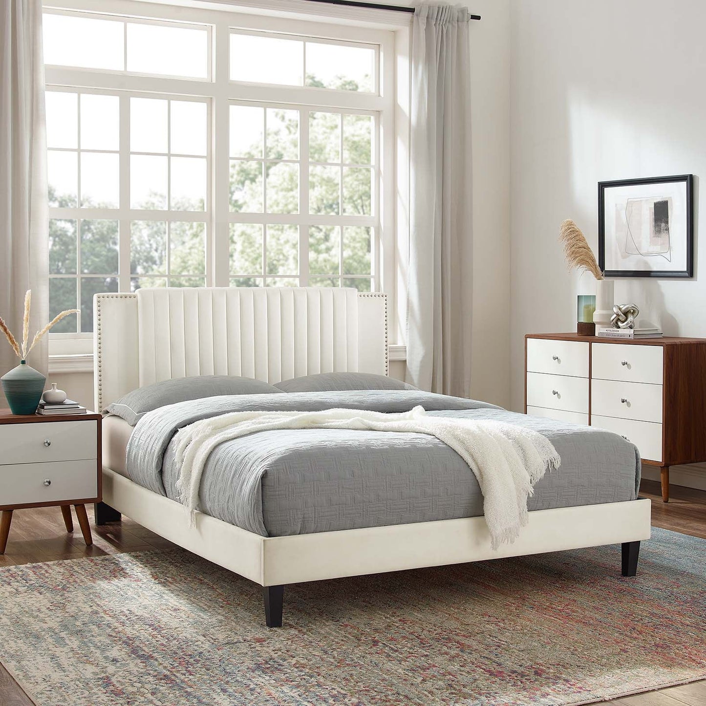 Zahra Channel Tufted Performance Velvet King Platf