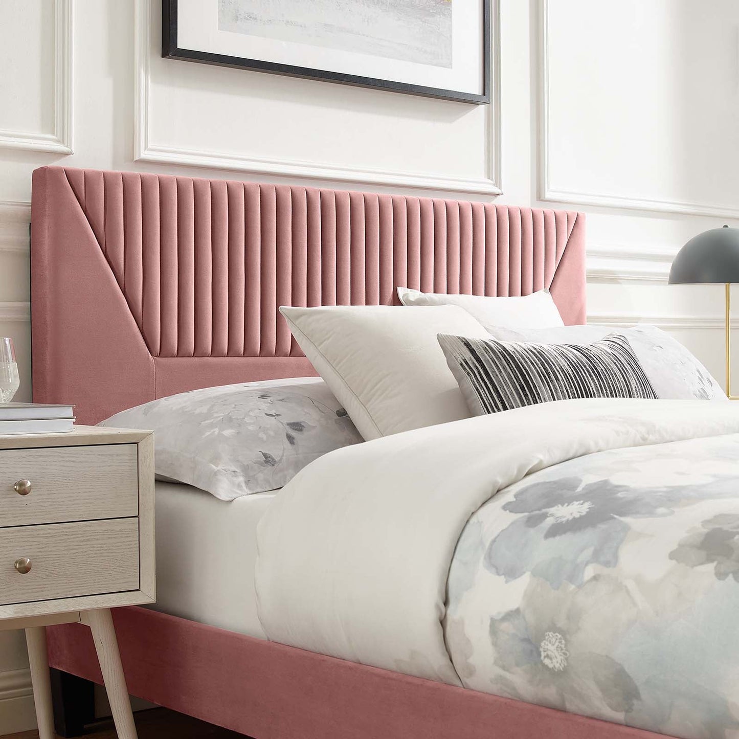 Yasmine Channel Tufted Performance Velvet King Platform Bed by Modway