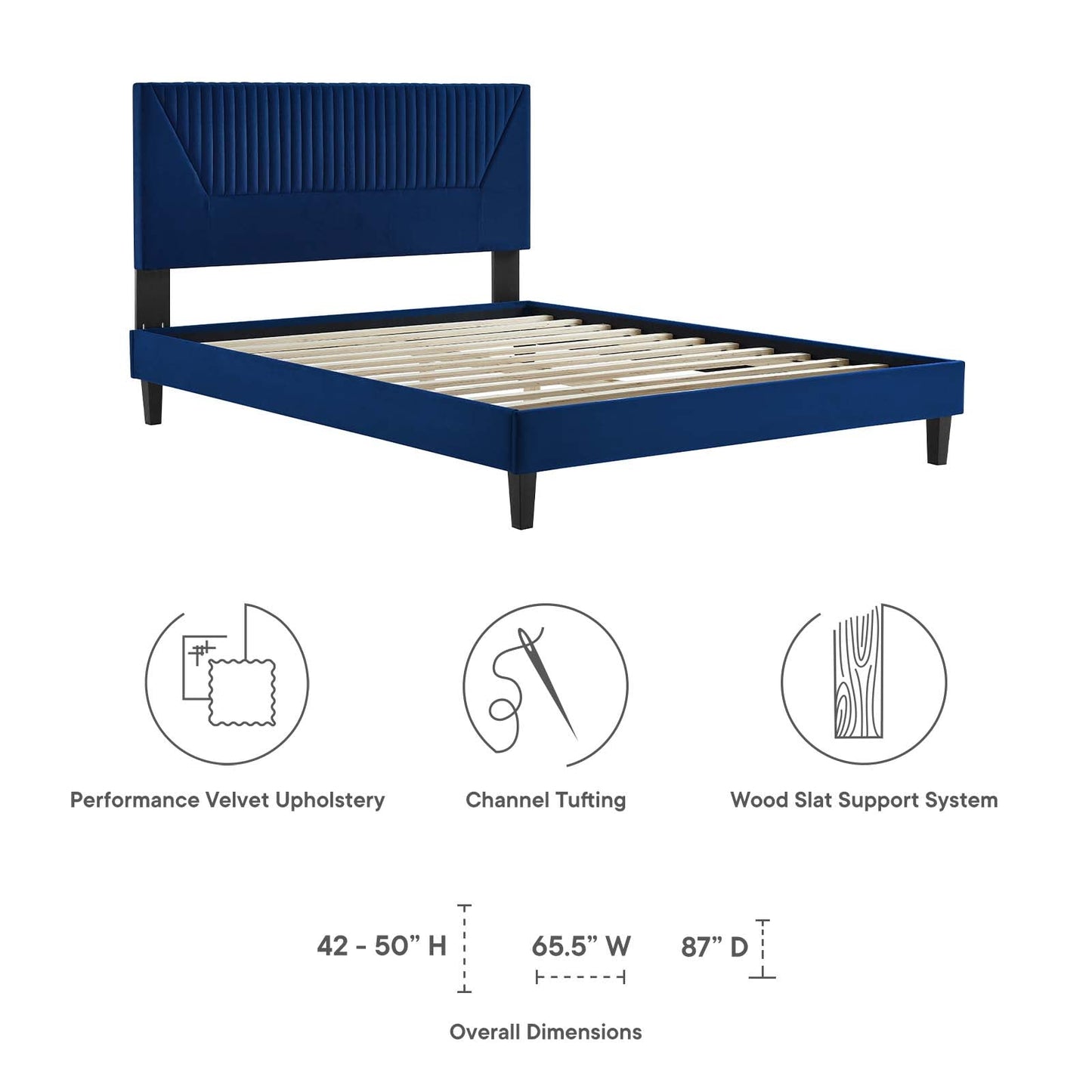 Yasmine Channel Tufted Performance Velvet King Platform Bed by Modway