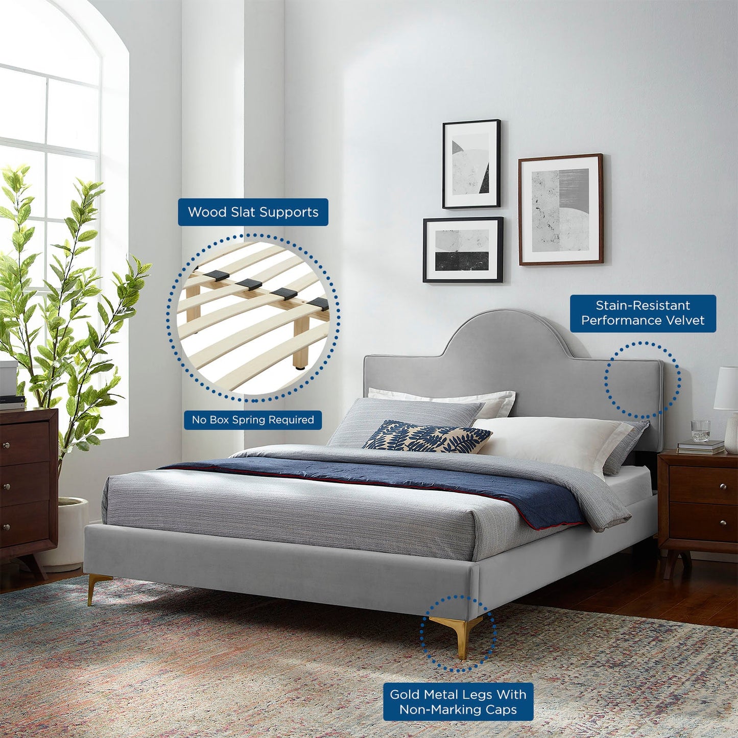 Sunny Performance Velvet Full Bed by Modway
