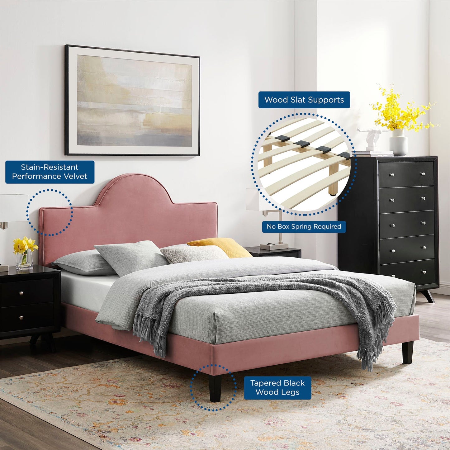 Soleil Performance Velvet Twin Bed by Modway