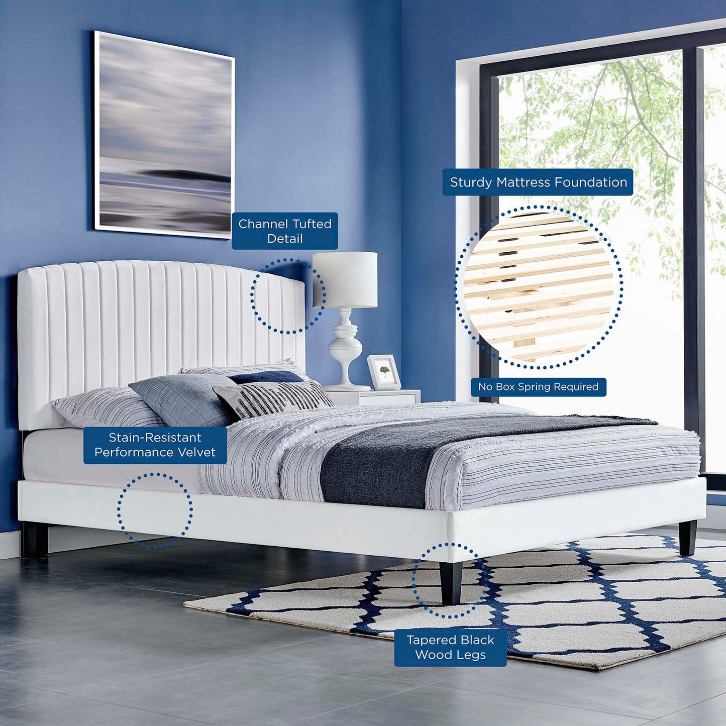 Alessi Performance Velvet Full Platform Bed by Modway