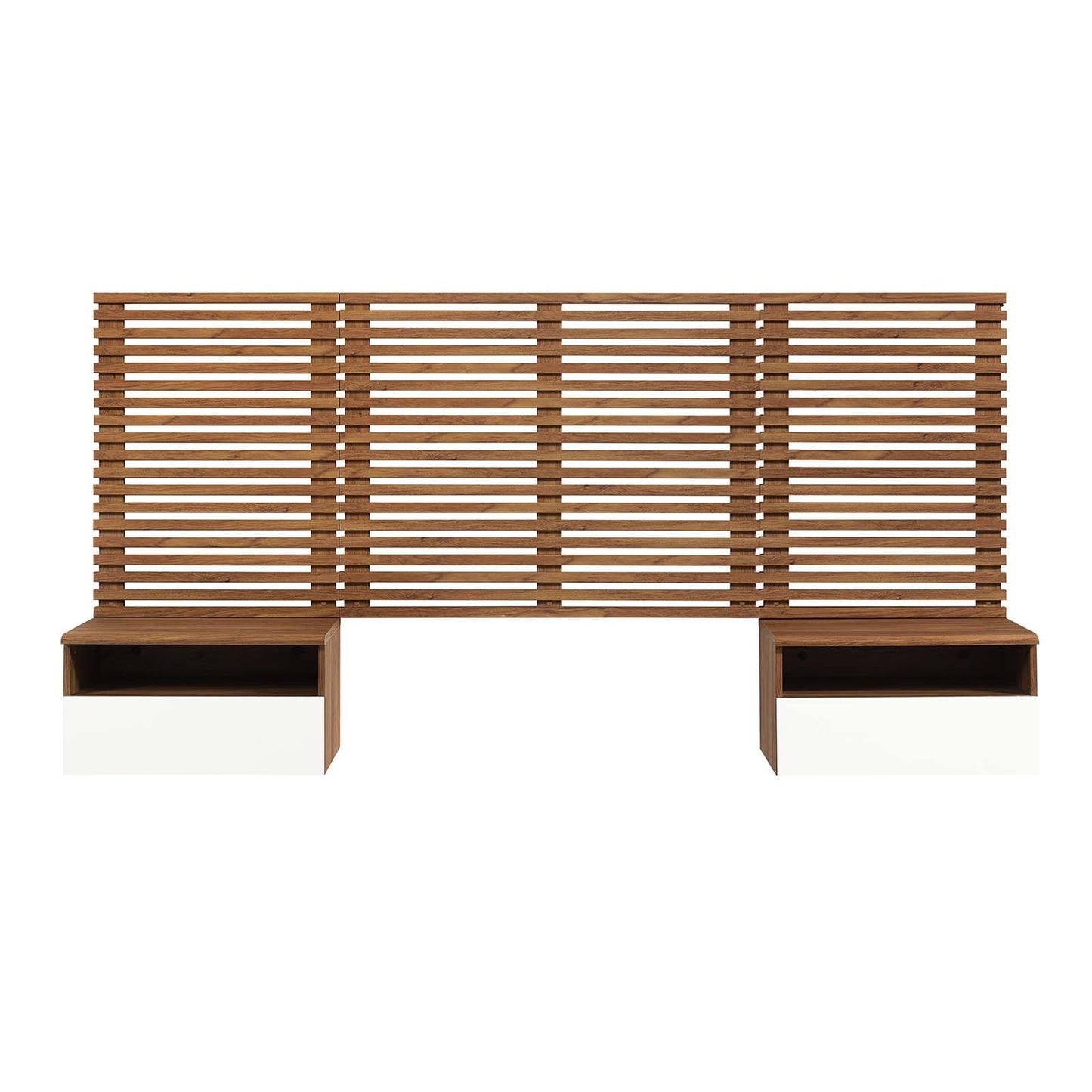 Render Wall Mount Twin Headboard and Modern Nightstands by Modway