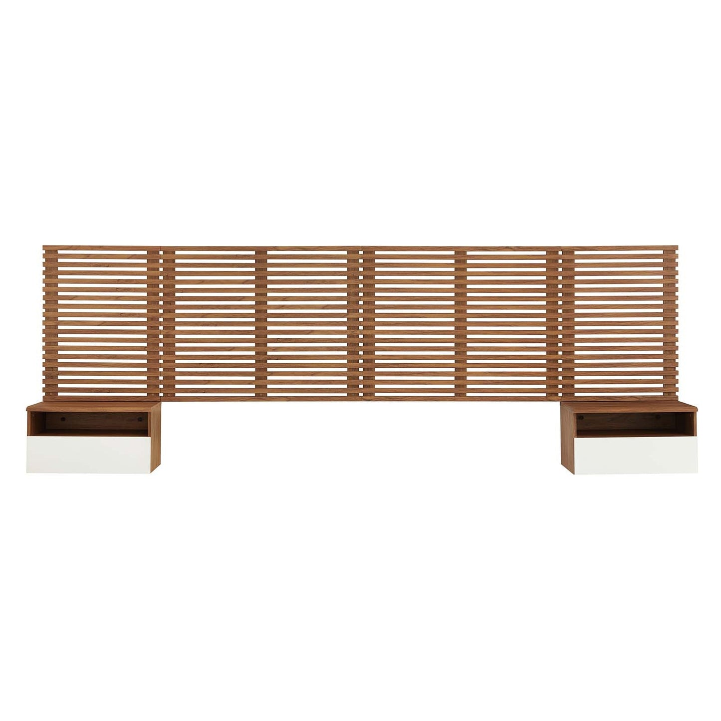 Render Wall Mount King Headboard and Modern Nightstands by Modway