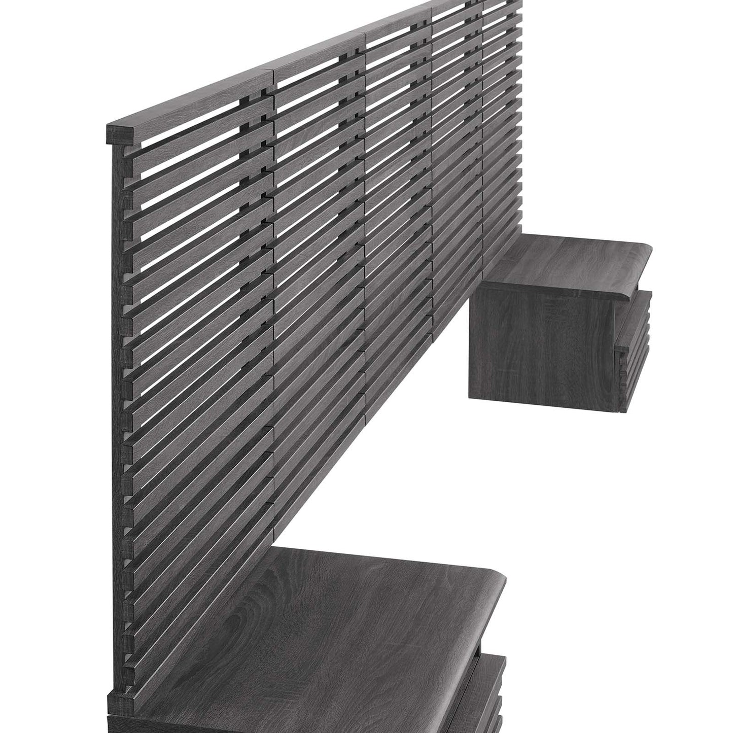 Render Wall Mount Queen Headboard and Modern Nightstands by Modway