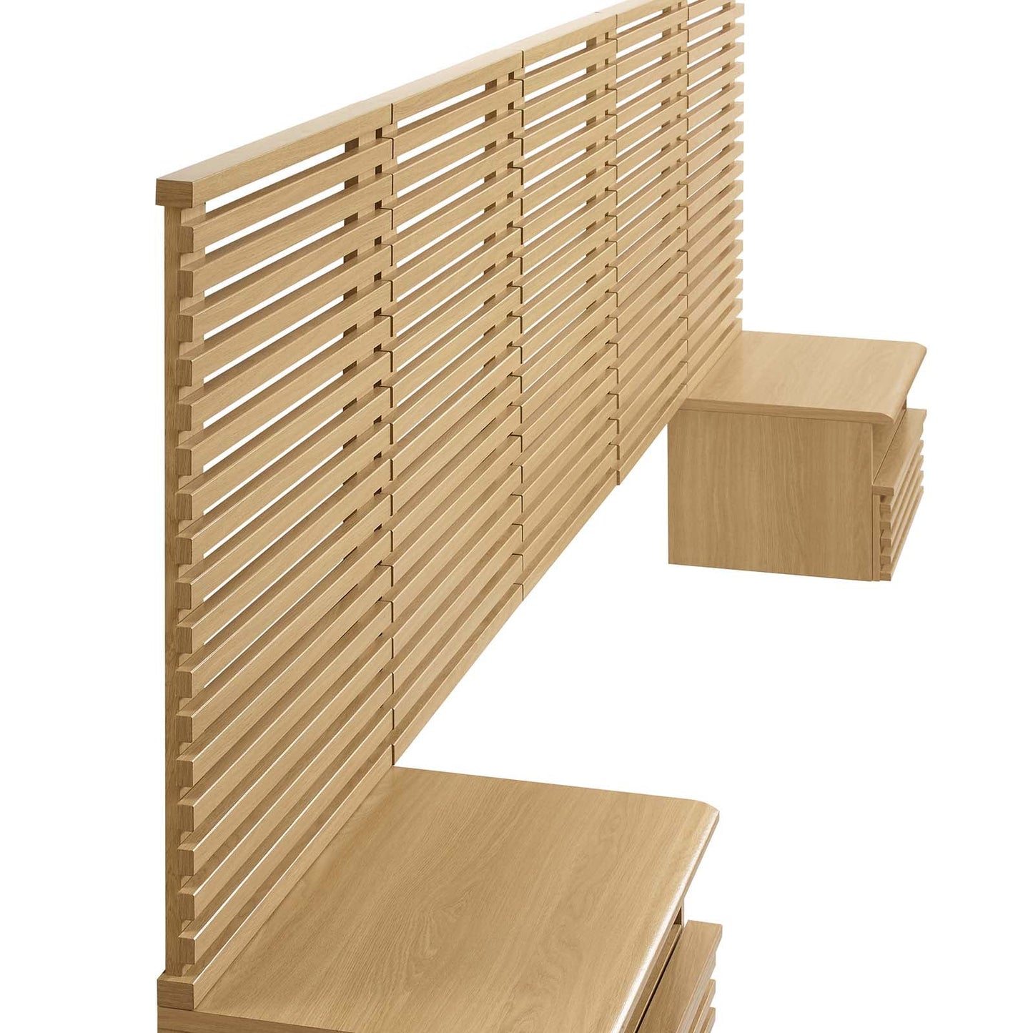 Render Wall Mount Queen Headboard and Modern Nightstands by Modway