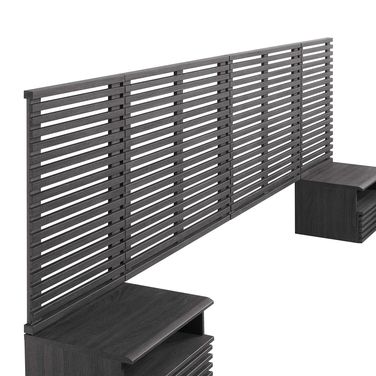 Render Wall Mount King Headboard and Modern Nightstands by Modway