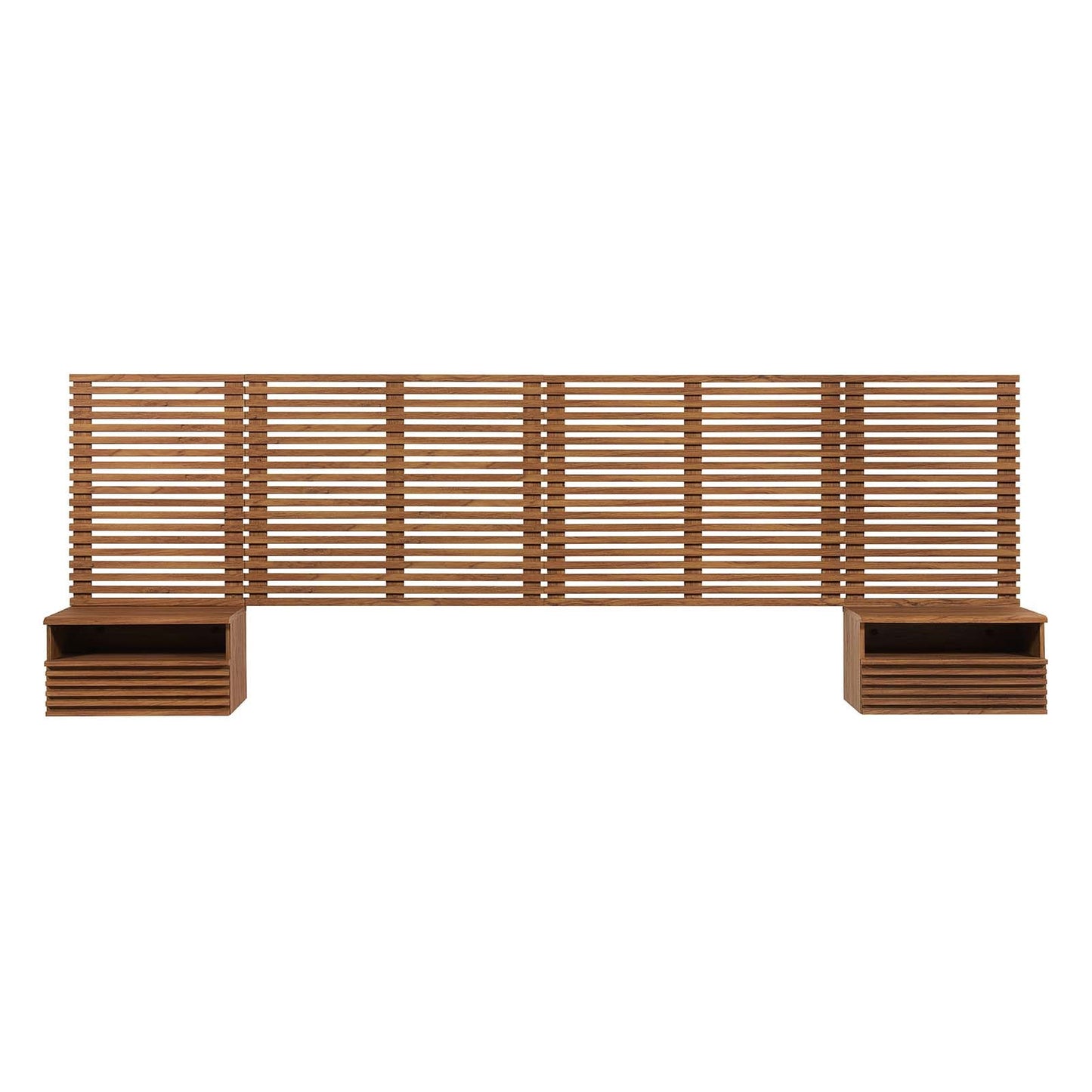 Render Wall Mount King Headboard and Modern Nightstands by Modway