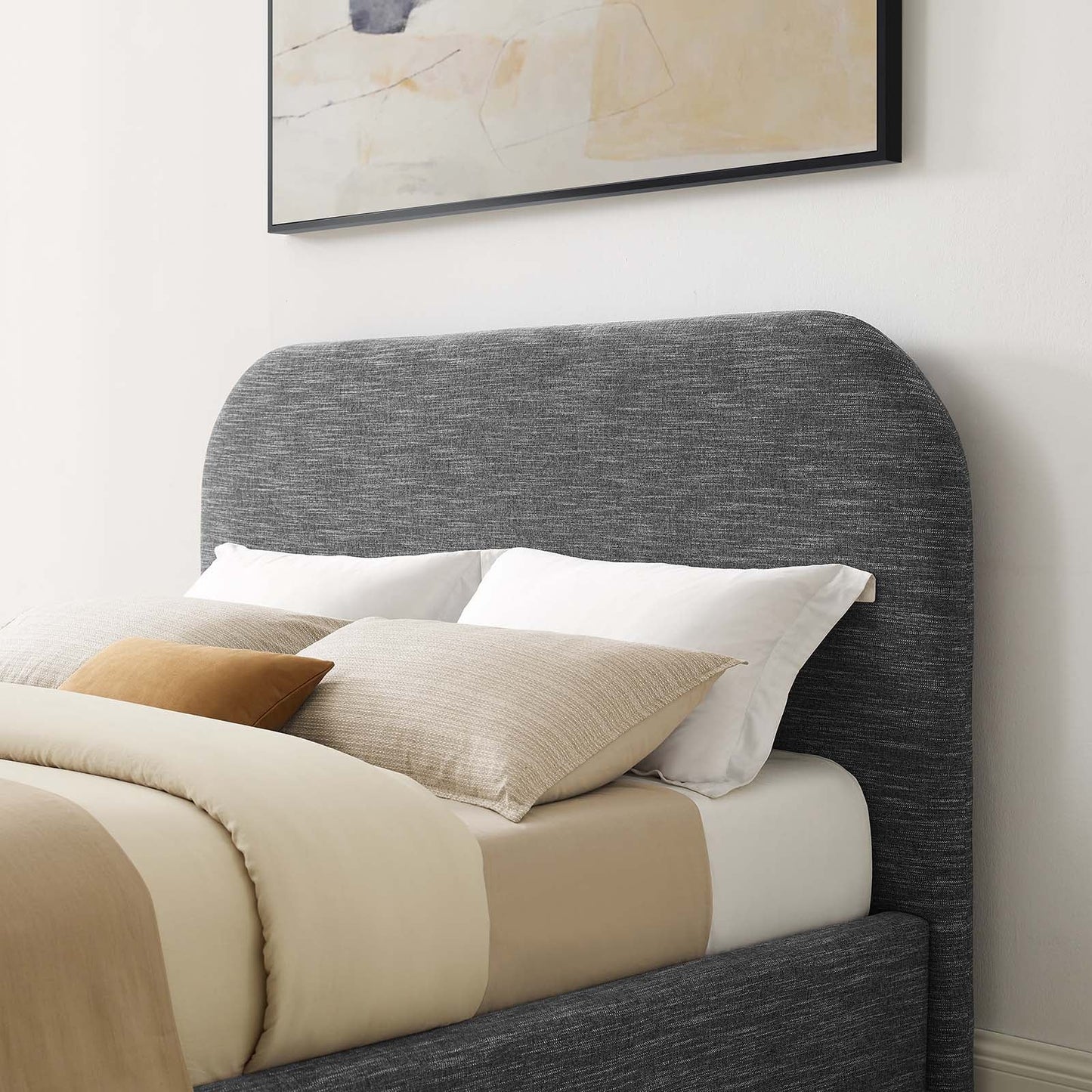 Keynote Upholstered Fabric Curved Full Platform Bed by Modway