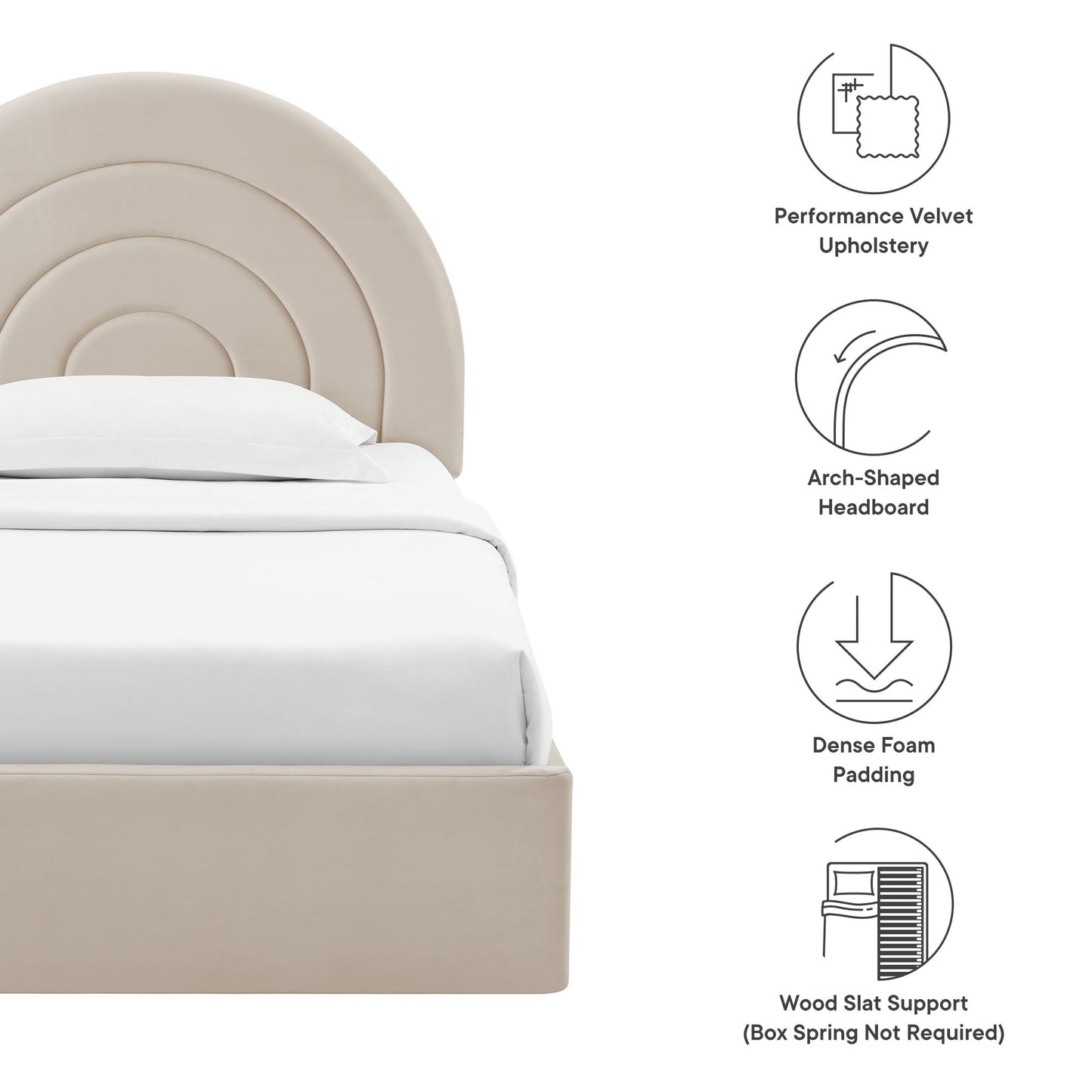 Solana Arched Performance Velvet Twin Platform Bed by Modway