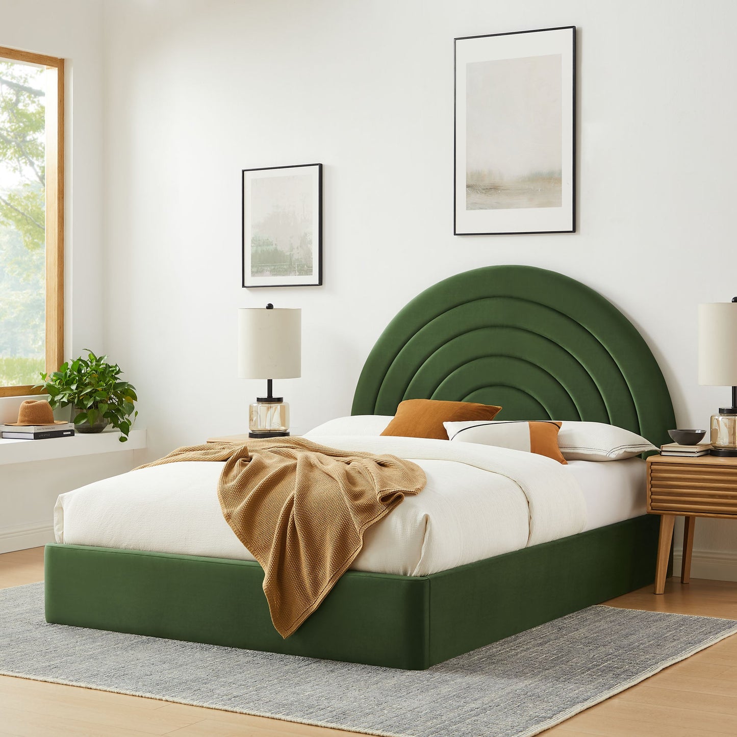 Solana Arched Performance Velvet Queen Platform Bed by Modway