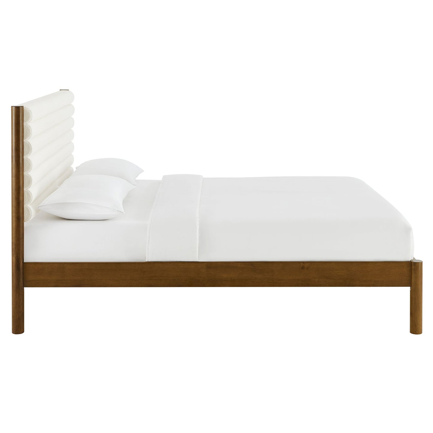 Olea Channel Tufted Boucle Solid Wood Full Platform Bed by Modway