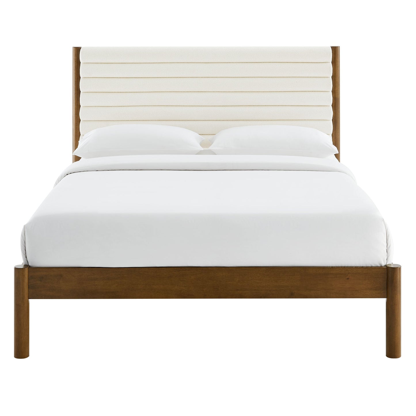 Olea Channel Tufted Boucle Solid Wood Queen Platform Bed by Modway
