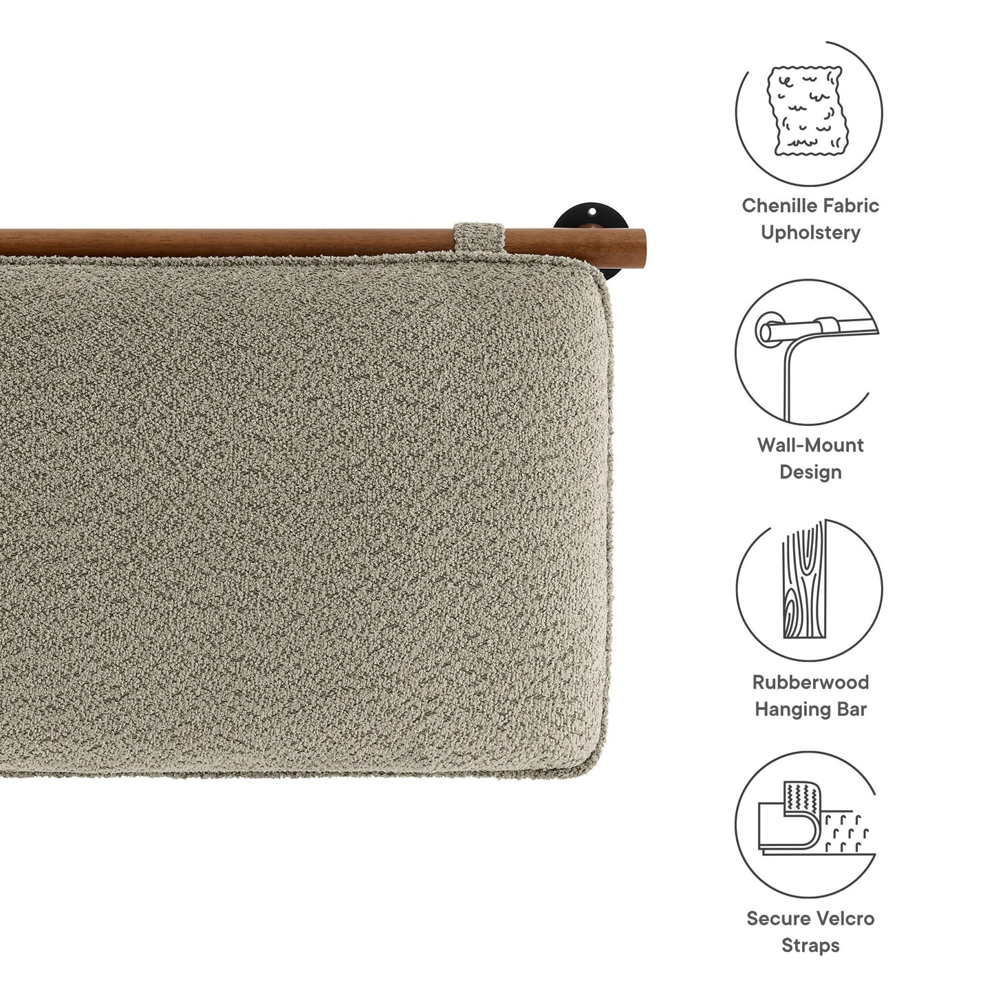 Anela Wall-Mounted Chenille Upholstered Twin Headboard by Modway