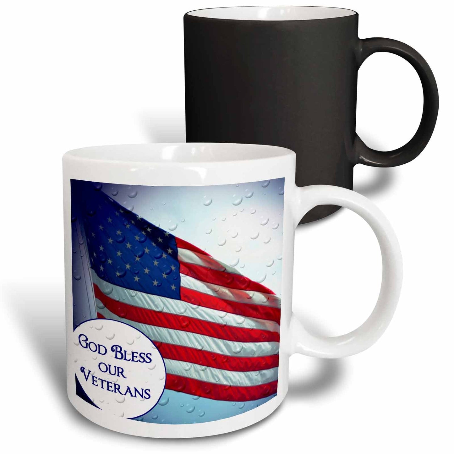 3dRose An American Flag with text God Bless our Veterans - Mugs (mug_157321)