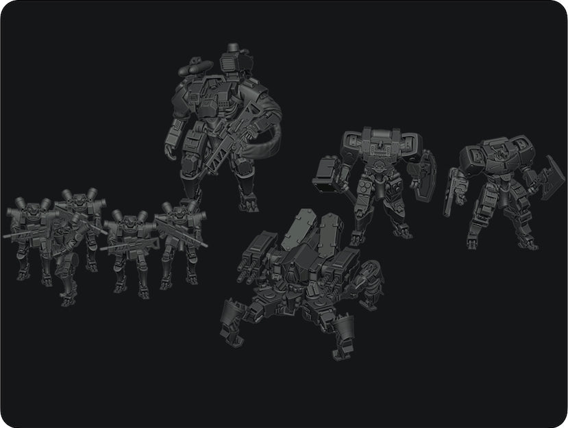 Mechanized Army Faction Box - Set of Detailed 3D Printed Miniatures for Tactical Warfare