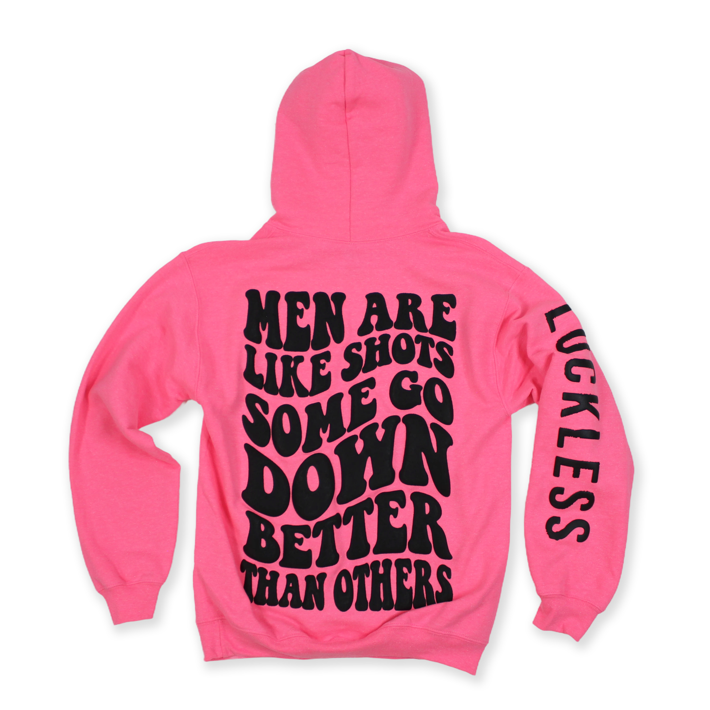 Some Go Down Better Neon Pink Graphic Hoodie for Women by Luckless Outfitters