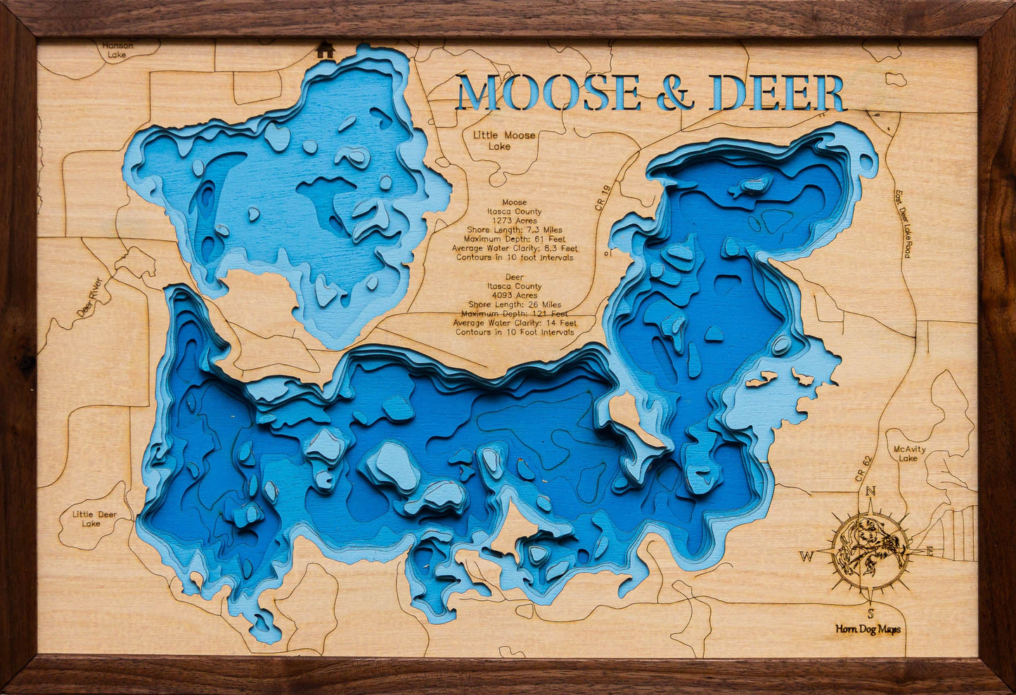 Moose Lake and Deer Lake in Itasca County, Minnesota