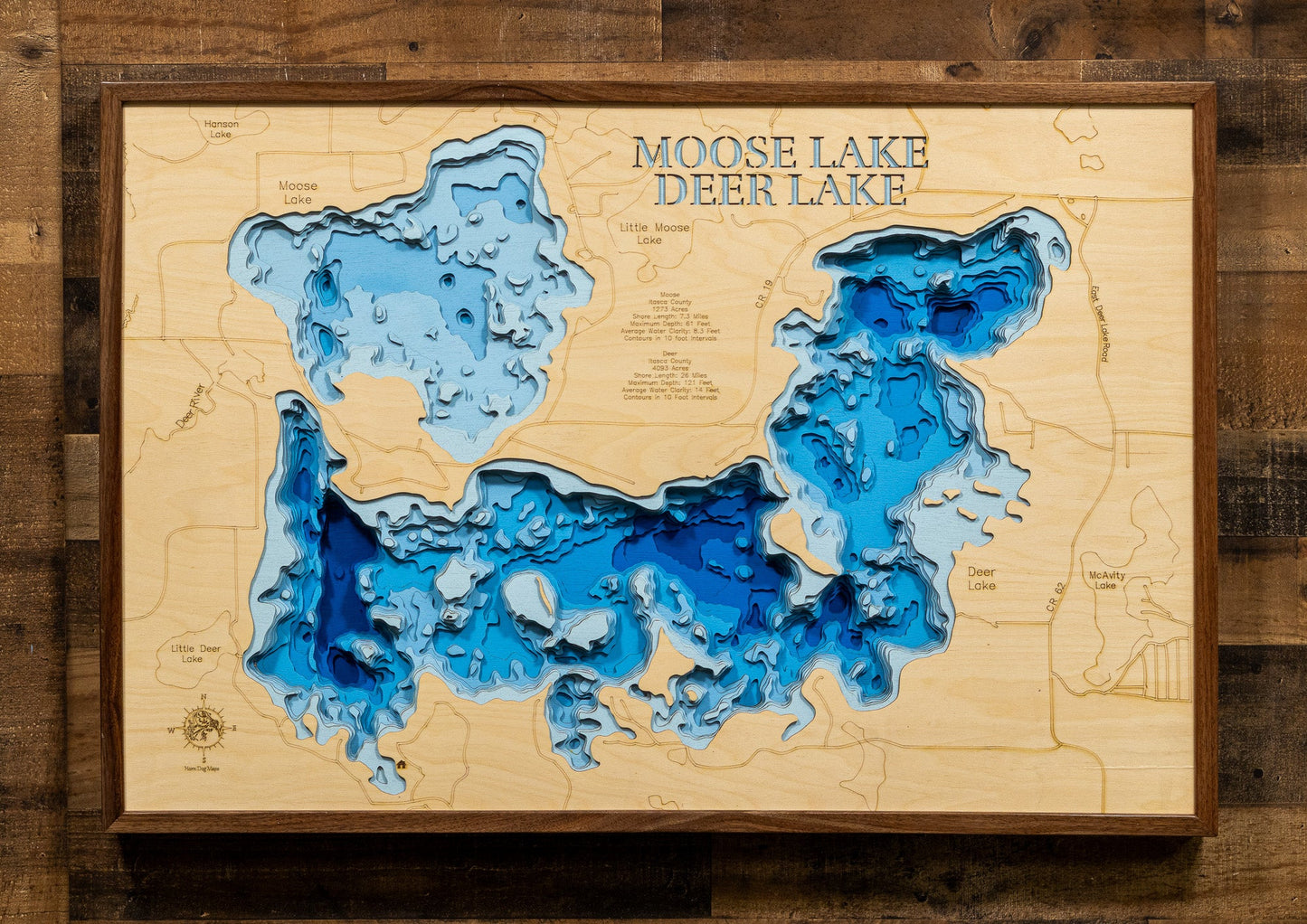 Moose Lake and Deer Lake in Itasca County, Minnesota