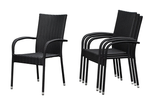 Morgan Outdoor Wicker Stacking Chairs - Black - Set of 4