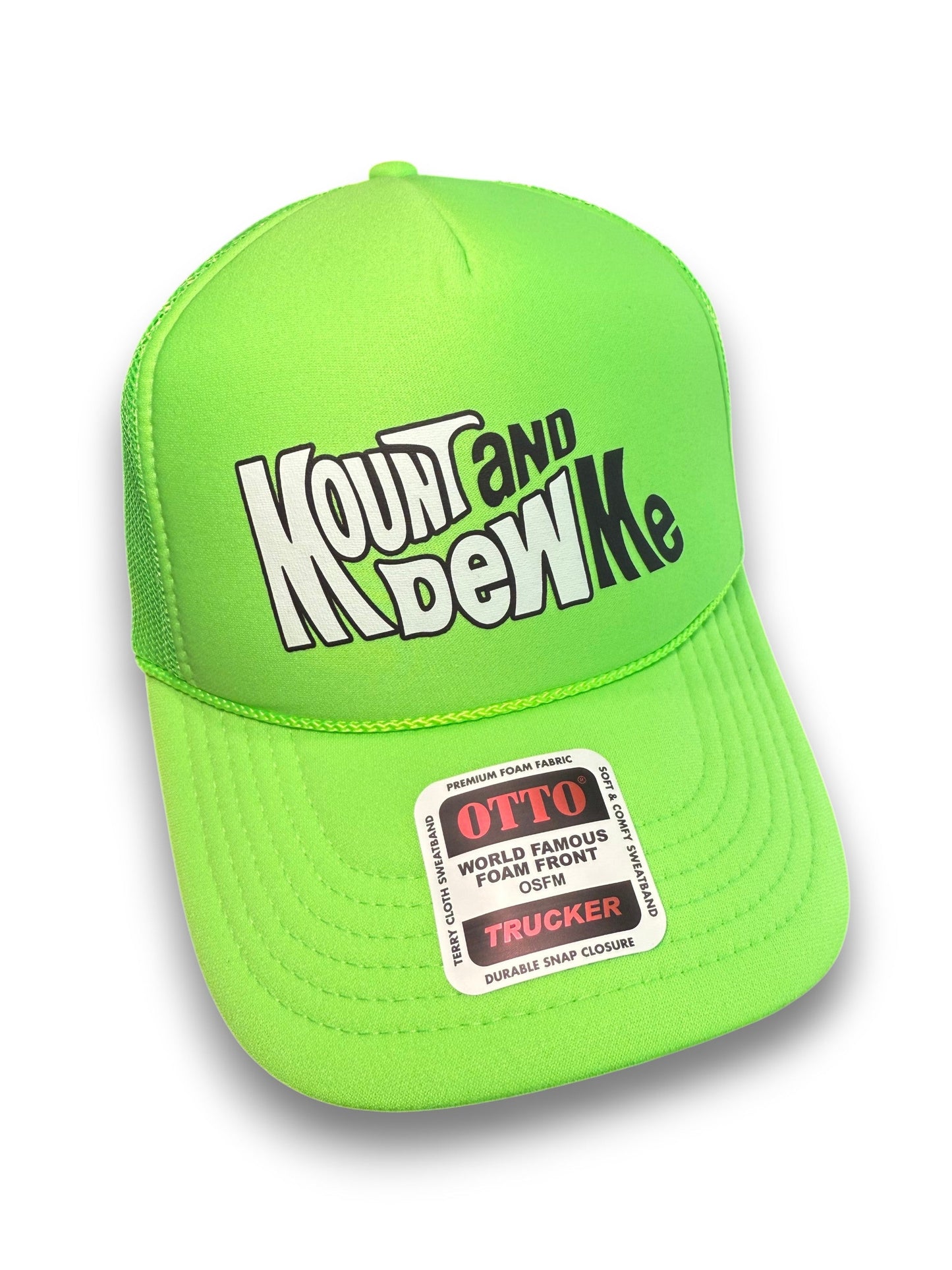 Mount and Dew Me Neon Green Foam Trucker Hat by Luckless Outfitters