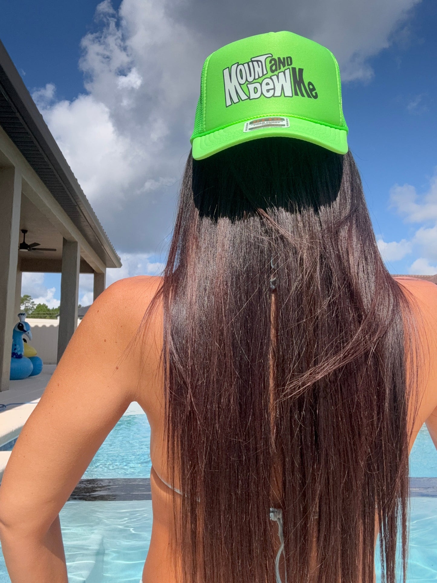 Mount and Dew Me Neon Green Foam Trucker Hat by Luckless Outfitters