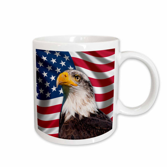 3dRose American Flag USA Bald Eagle Patriotism Patriotic Stars Stripes - Mugs (mug_155153)