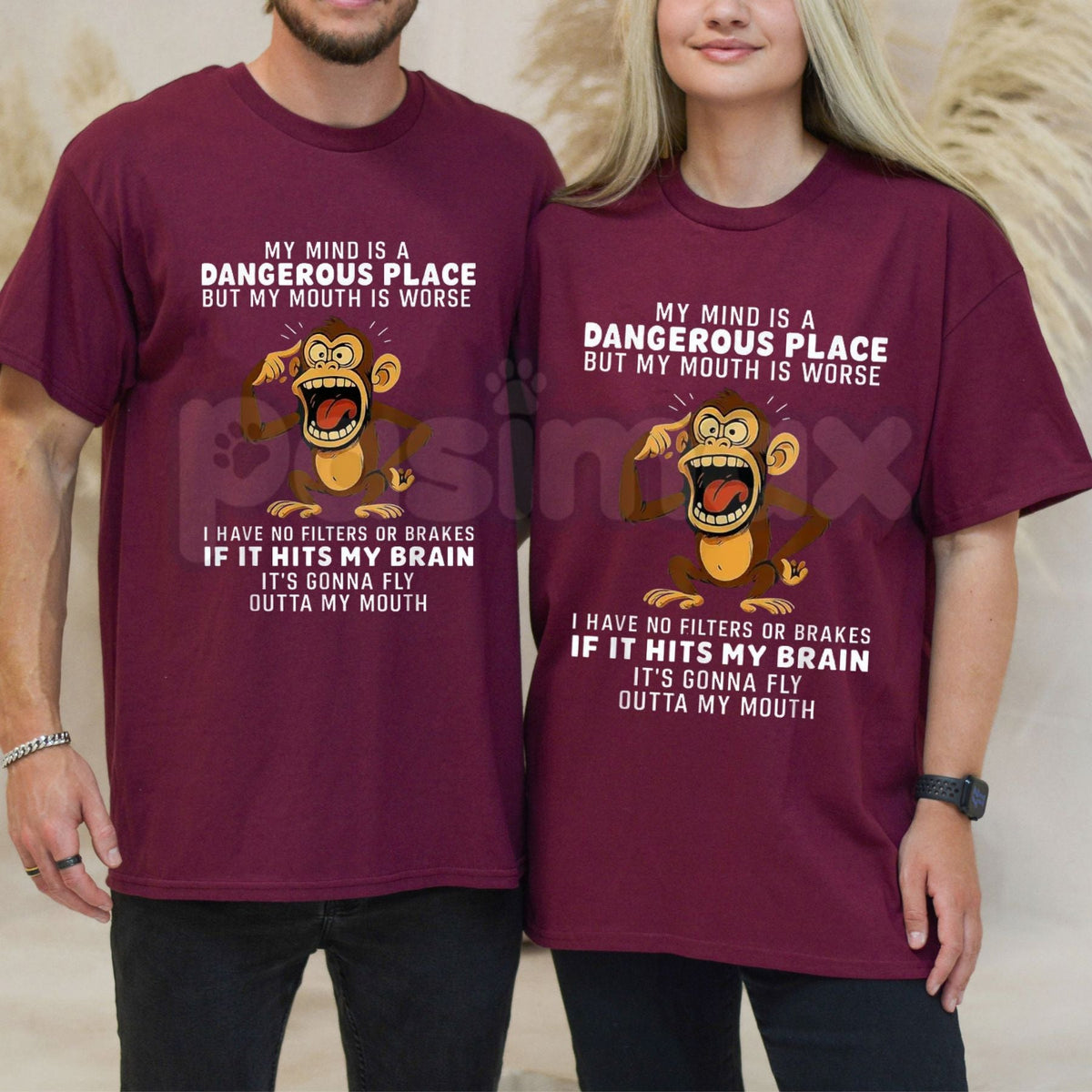 "My Mind Is a Dangerous Place" Slogan T-Shirt – Deep Thinker Edgy Graphic Tee, Premium 100% Cotton Philosophical Quote Top, Soft Lived-In Heavyweight Introvert Statement Shirt, Made in USA