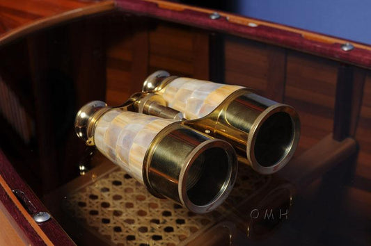 Binocular w MOP overlay in wood box