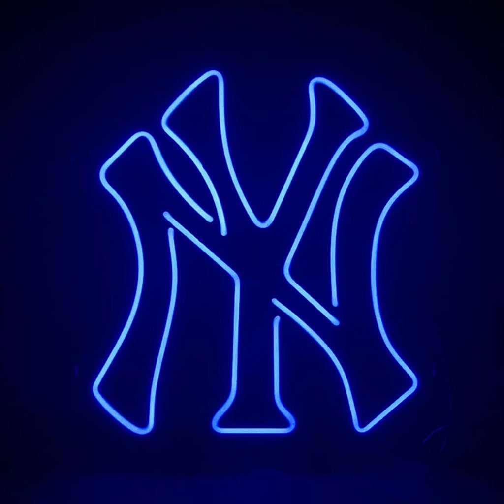 New York Yankees Baseball Neon Sign - 17"x14" Glass Tube with Metal Grid Backing