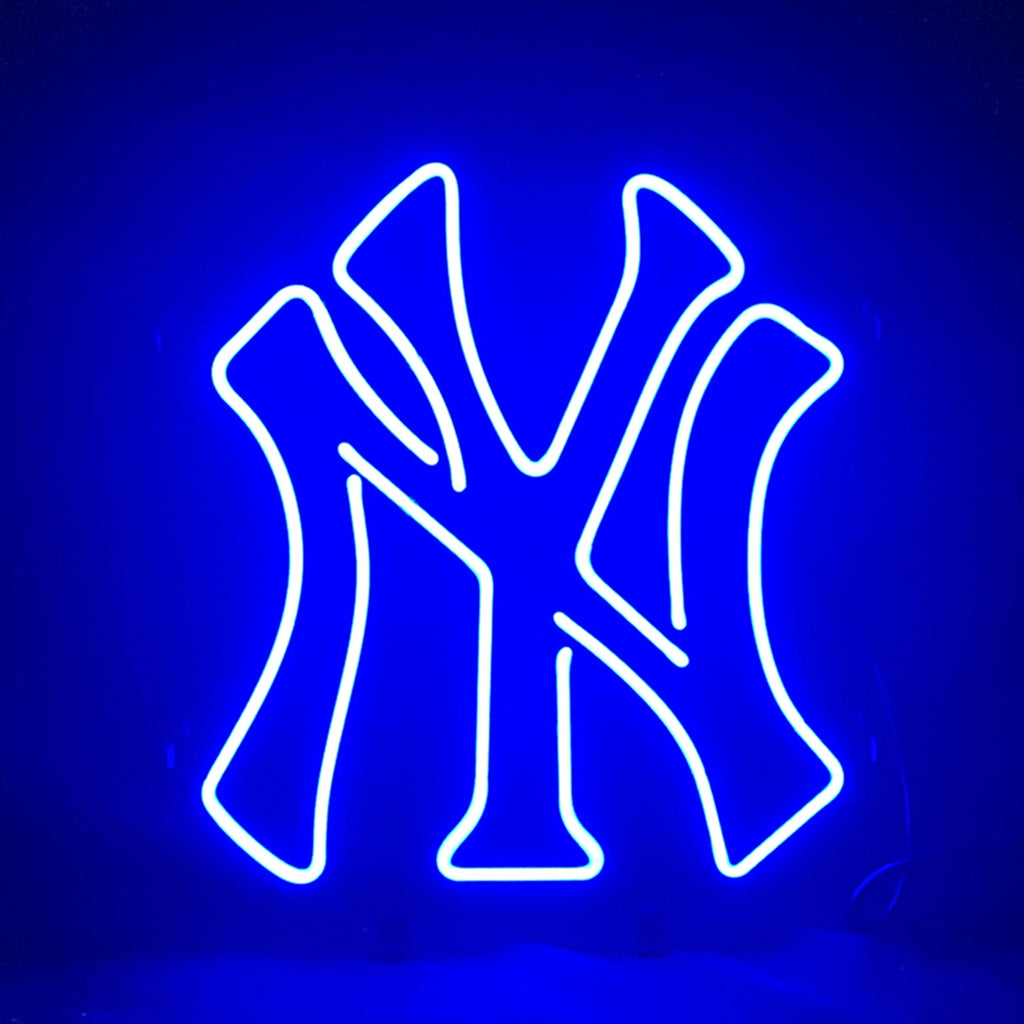 New York Yankees Baseball Neon Sign - 17"x14" Glass Tube with Metal Grid Backing