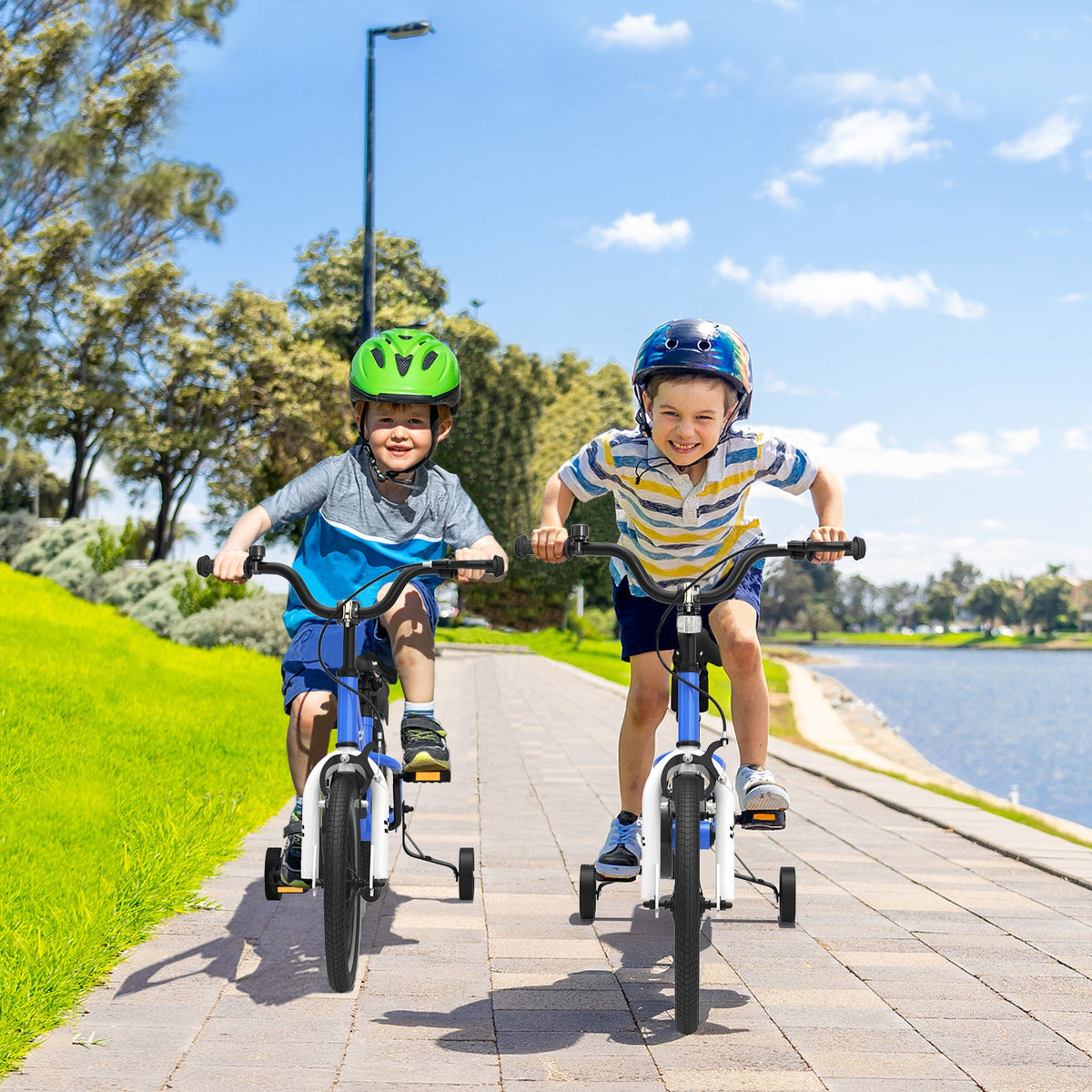 18 Feet Kids Bike with Removable Training Wheels-Navy