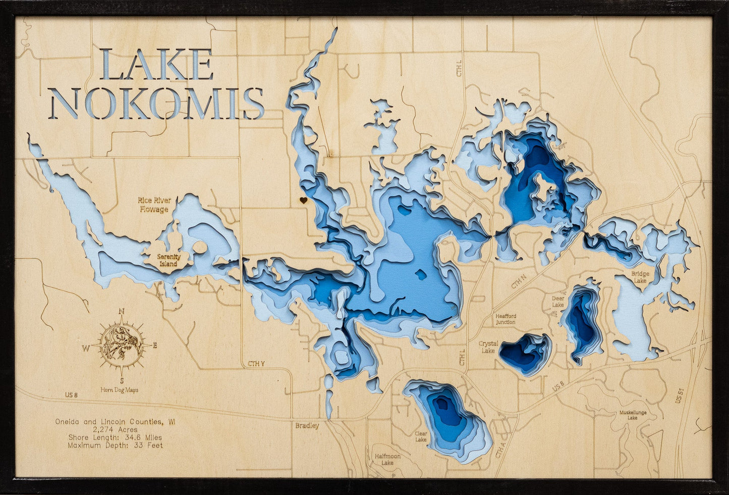 Lake Nokomis in Oneida and Lincoln County, Wisconsin