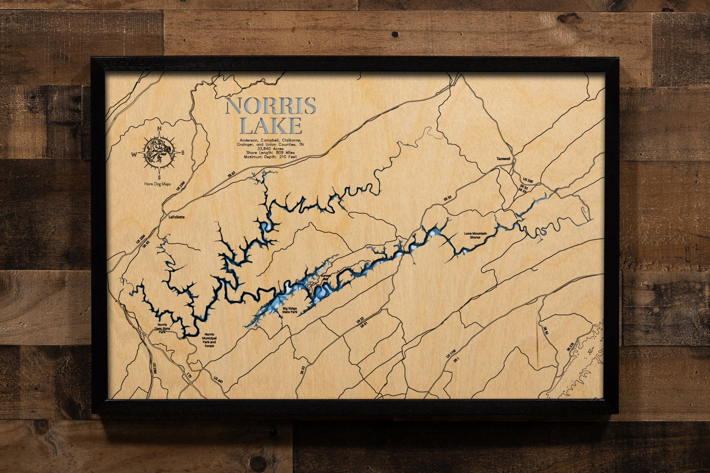 Norris Lake in Anderson, Campbell, Claiborne, Grainger, and Union Counties, Tennessee