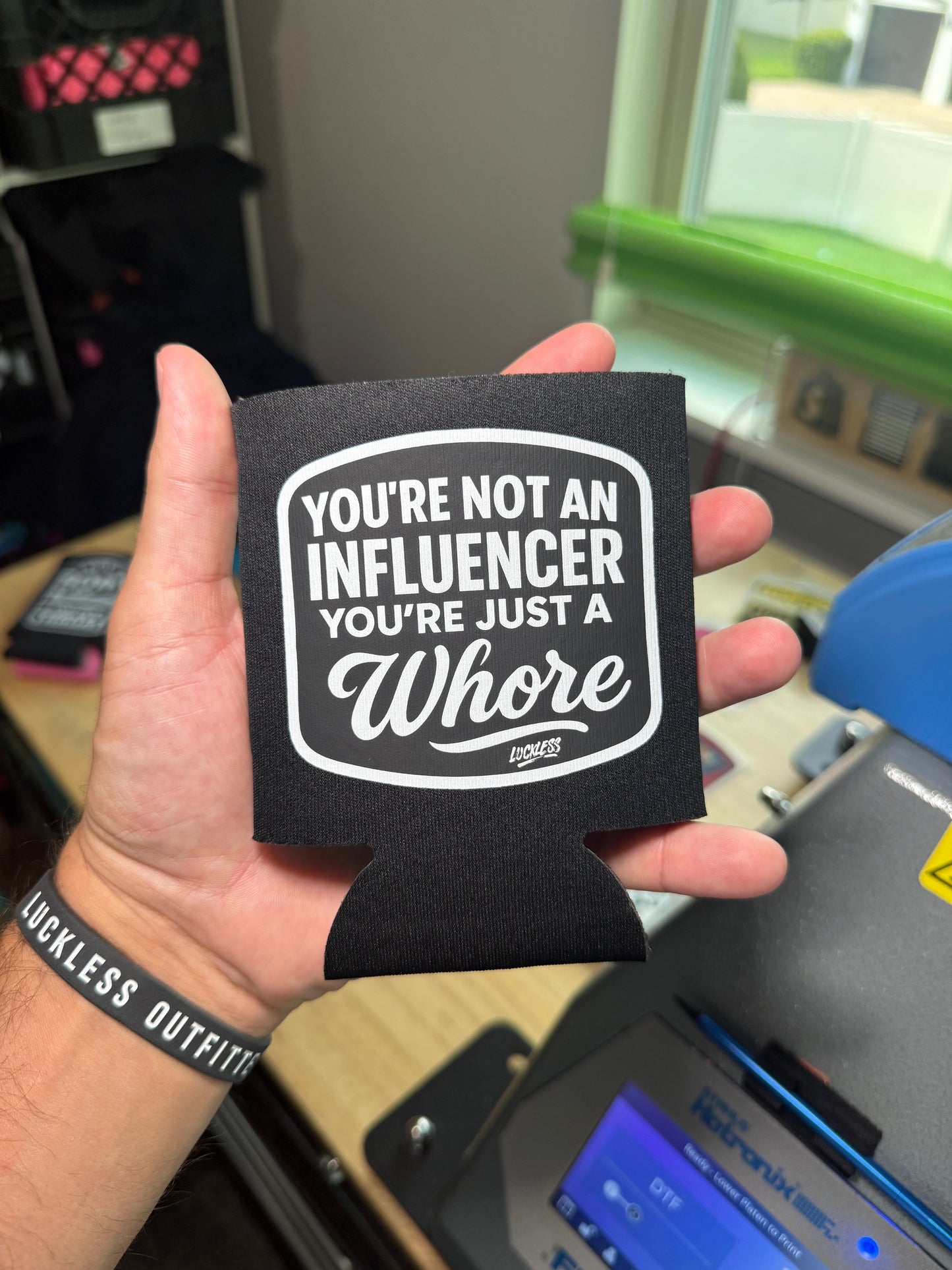 Not An Influencer Koozie by Luckless Outfitters